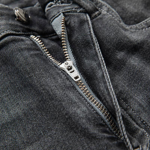 Asymmetric Heavy Embroidered Denim Shorts