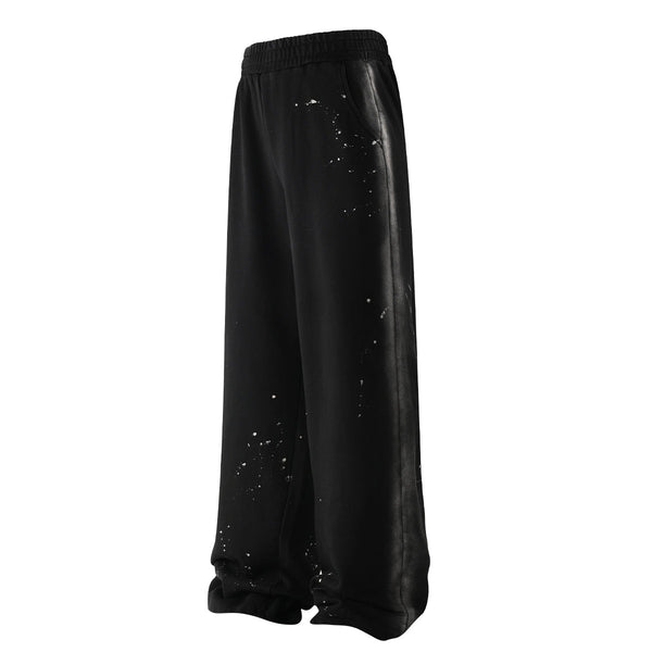 Casual Loose Fit Paint Splatter Elastic Waist Sweatpants