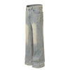 Muddy-Wash Faded Panel-Stitch Jeans