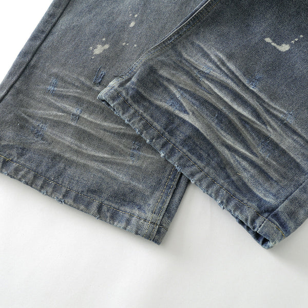 Wrinkle Wash Retro Ripped Baggy Jeans