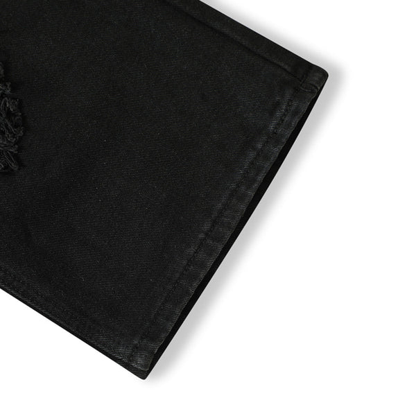 Distressed Black Ripped Flared Jeans