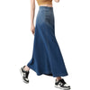 High-Waisted A-Line Maxi Knit Denim Skirt