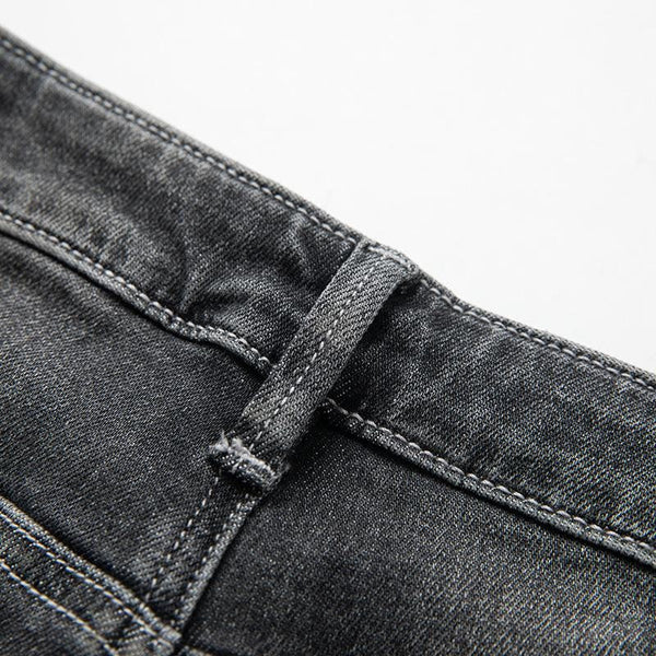 Asymmetric Heavy Embroidered Denim Shorts