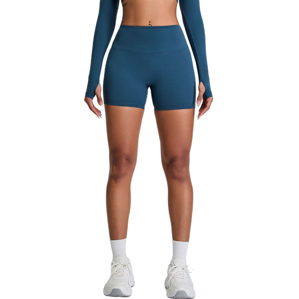 Solid Color Booty-Lifting Yoga Shorts