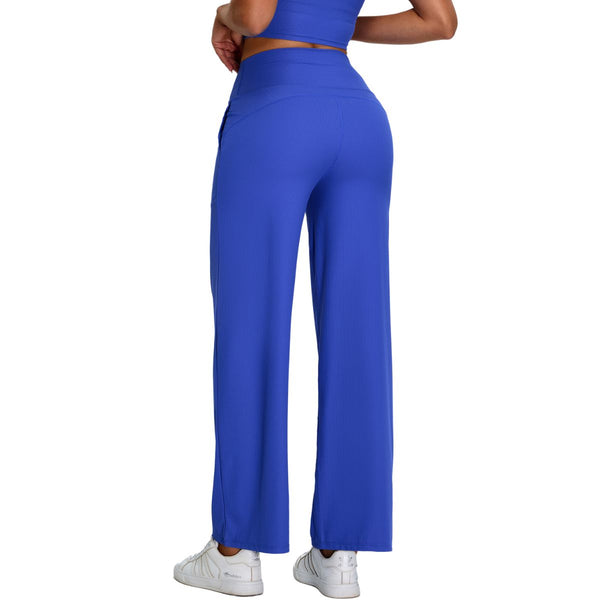 High-Waisted Solid Color Wide-Leg Yoga Pants