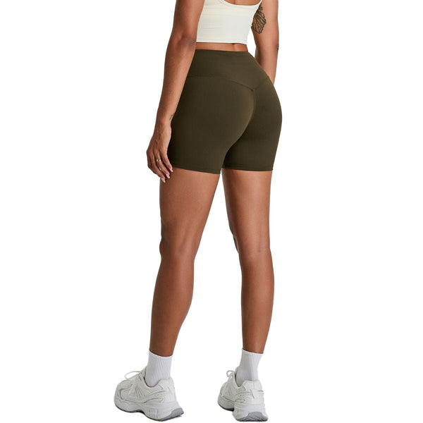 Solid Color Booty-Lifting Yoga Shorts