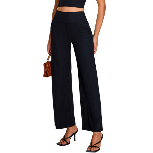 High-Waisted Solid Color Wide-Leg Yoga Pants