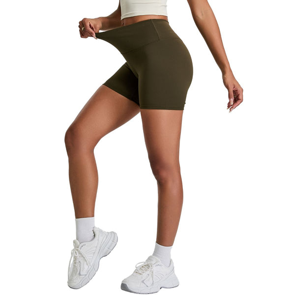 Solid Color Booty-Lifting Yoga Shorts