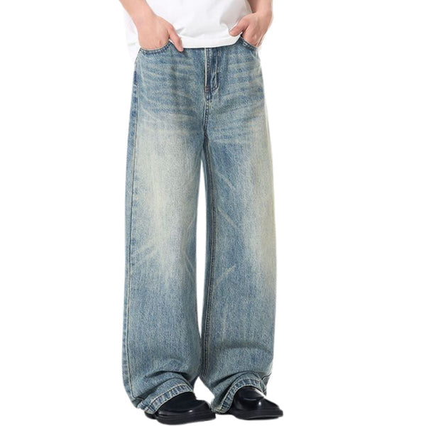 Blue Whisker Straight-Leg Denim Jeans