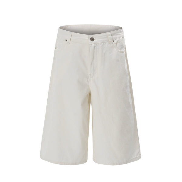 White Baggy Bermuda Denim Shorts