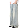 Vintage-Wash Wide-Leg Denim Pants