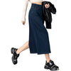 Women's Straight-Cut Jersey Denim Midi Skirt