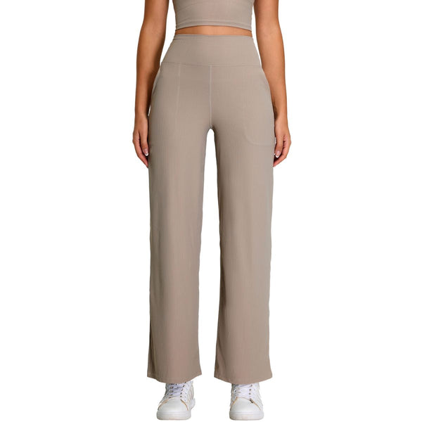 High-Waisted Solid Color Wide-Leg Yoga Pants