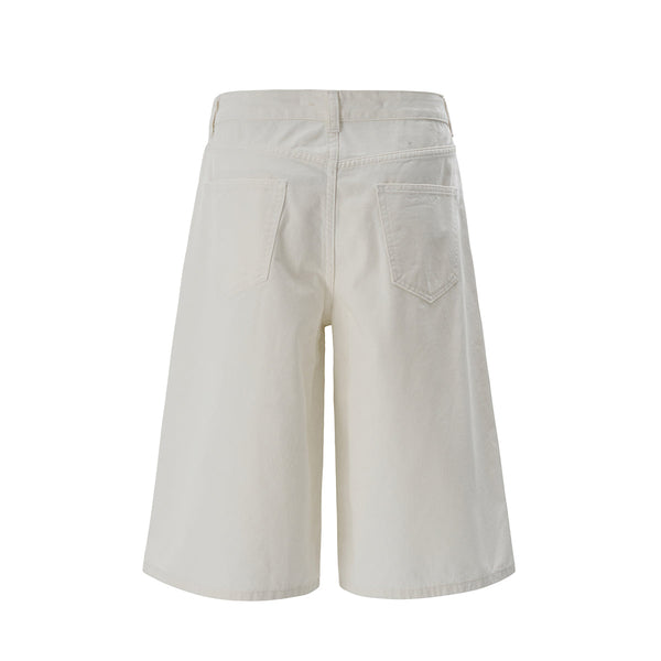 White Baggy Bermuda Denim Shorts