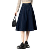 High-Waisted A-Line Knit Denim Skirt
