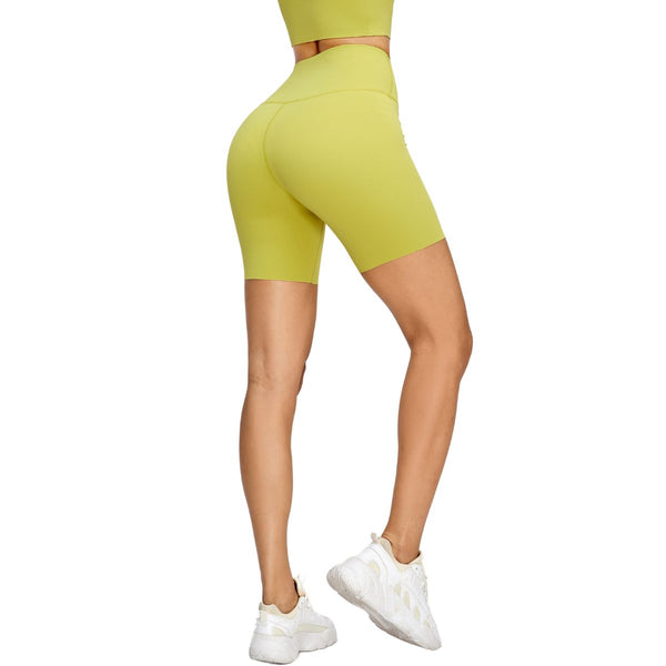 High-Waisted Solid Color Yoga Shorts
