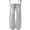 Vintage-Wash Wide-Leg Denim Pants