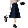 High-Waisted A-Line Knit Denim Skirt