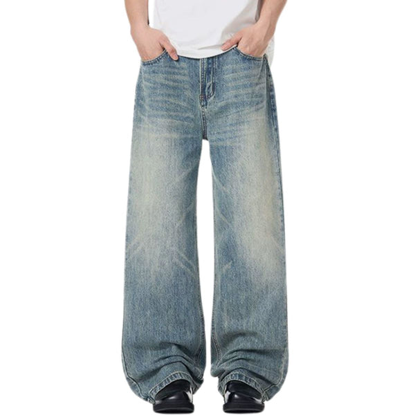 Blue Whisker Straight-Leg Denim Jeans