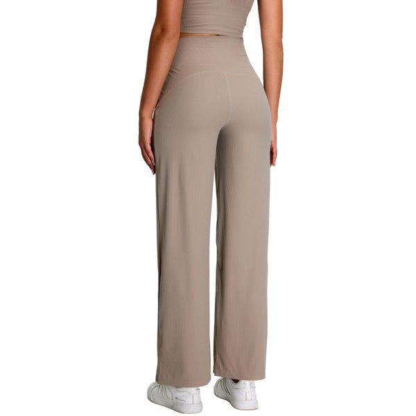 High-Waisted Solid Color Wide-Leg Yoga Pants