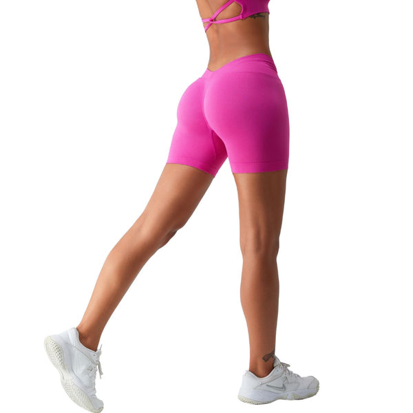 Solid Color V Waist Yoga Shorts