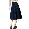 High-Waisted A-Line Knit Denim Skirt