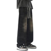 Drawstring Waist Vintage Washed Denim Jeans