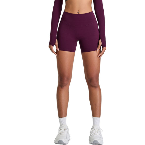 Solid Color Booty-Lifting Yoga Shorts