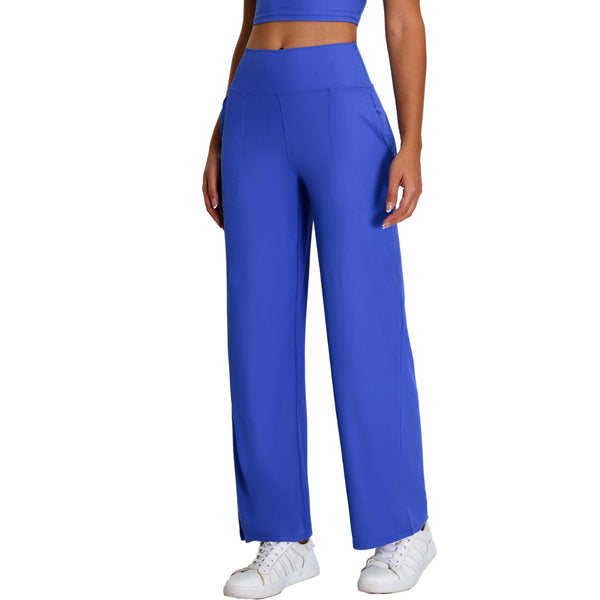 High-Waisted Solid Color Wide-Leg Yoga Pants