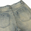 Vintage Wash Distressed Wide-Leg Jeans