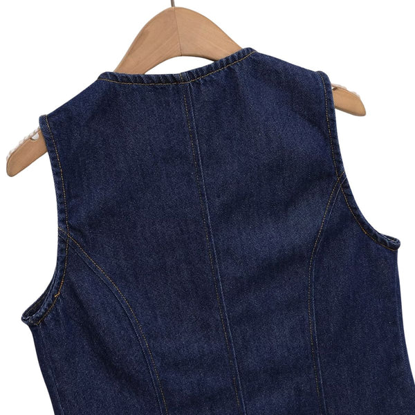 Women's Gold Button Denim Vest