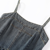 A-Line Denim Spaghetti-Strap Midi Dress