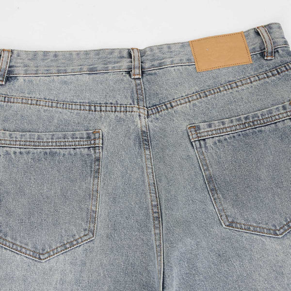 Light Blue Distressed Ripped Straight Jeans