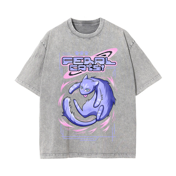Feral Cat Y2K Japanese Graphic Tee-INNBLAC