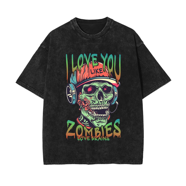 I Love You Like Zombies Love Brains Graphic Tee-INNBLAC