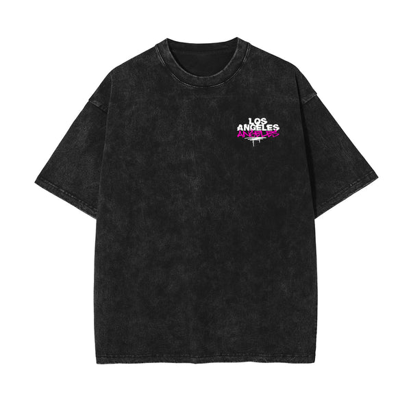 Los Angeles Graffiti Graphic Washed Tee-INNBLAC