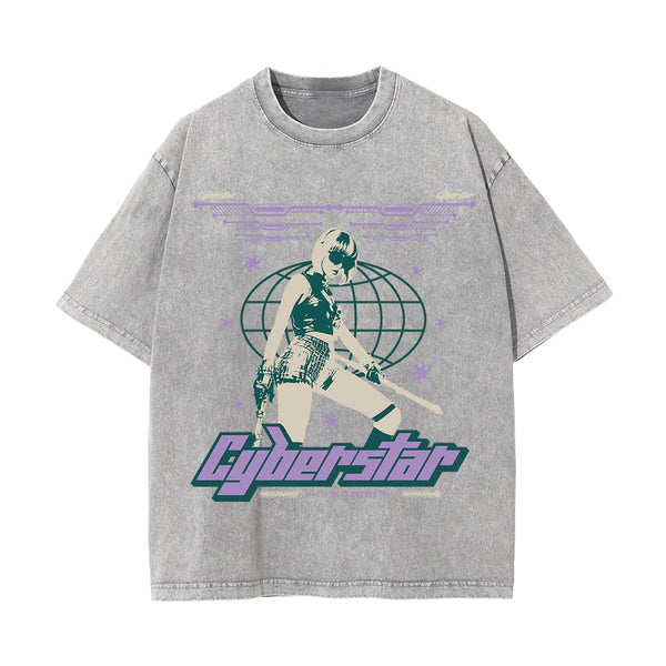 Cyberstar Gir Y2k Streetwear Graphic Tee-INNBLAC