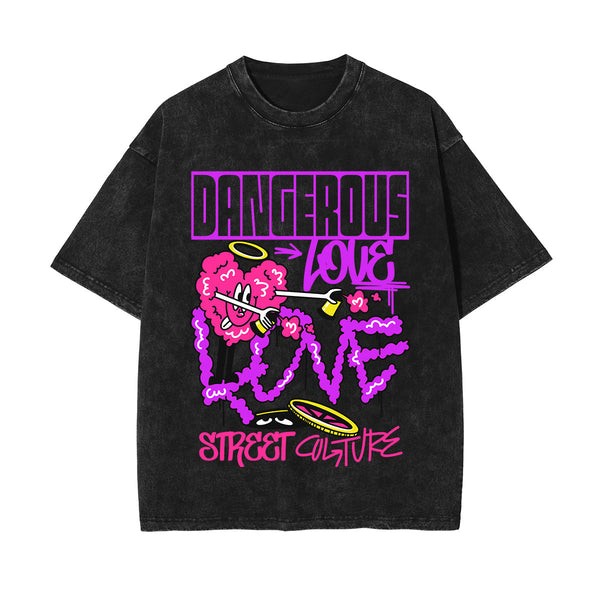 Dangerous Love Graffiti Cartoon Graphic Tee-INNBLAC