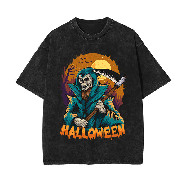 Halloween Graphic Washed Tee-INNBLAC