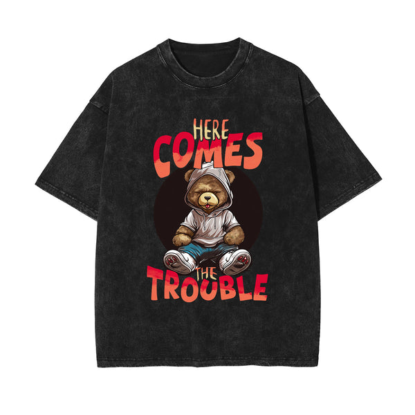 Here Comes The Trouble Graphic Tee-INNBLAC