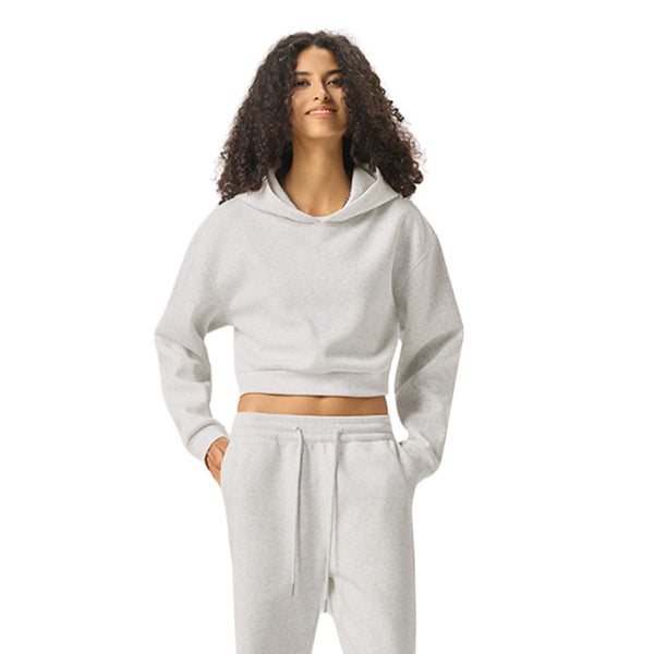 Women's Solid Color Relaxed Cropped Hoodie