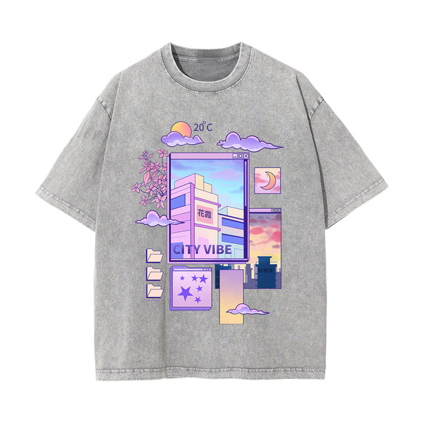 City Vibe Graphic Washed Tee-INNBLAC
