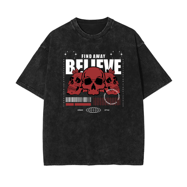 Believe Skull Urban Streetwear Graphic Tee-INNBLAC