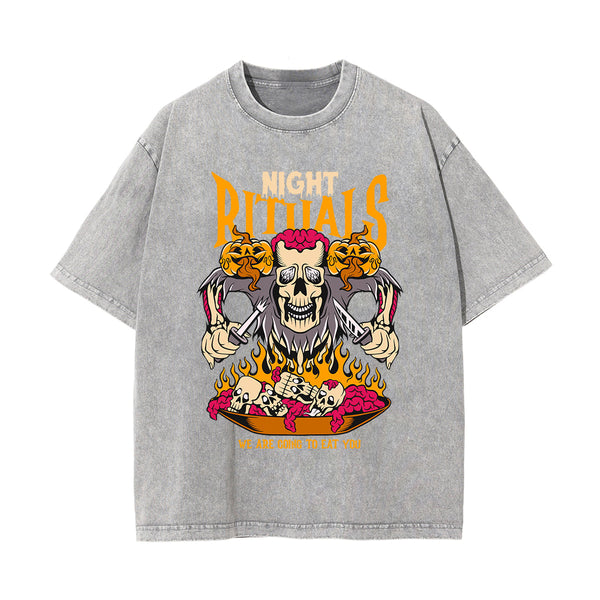 Night Rituals Graphic Washed Tee-INNBLAC