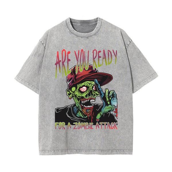 Are You Ready For A Zombie Attack Graphic Tee-INNBLAC