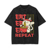 Eat Repeat Graphic Washed Tee-INNBLAC
