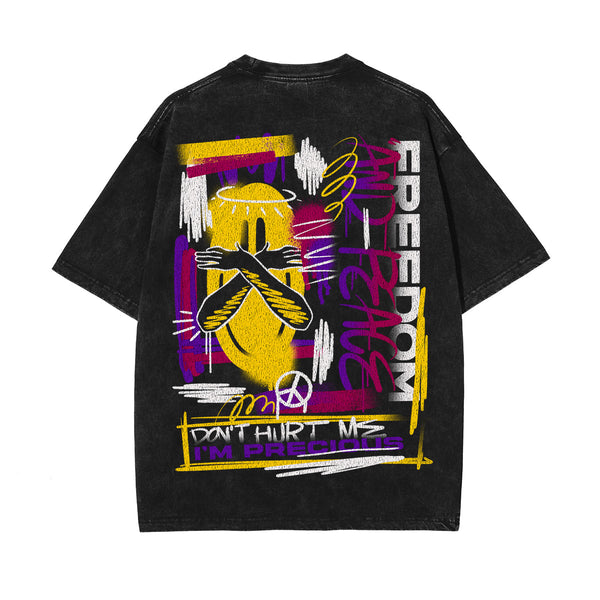 Graffiti Art Stone Wash Graphic Tee-INNBLAC