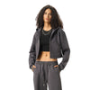 Women's Solid Zip-Front Cropped Hoodie