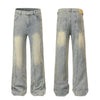 Muddy-Wash Faded Panel-Stitch Jeans