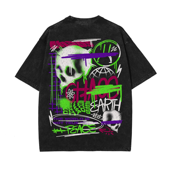 Graffiti Art Stone Wash Graphic Tee-INNBLAC